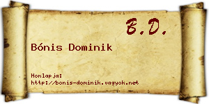 Bónis Dominik névjegykártya